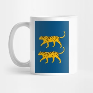 Leopard Pair ( blue background ) Mug